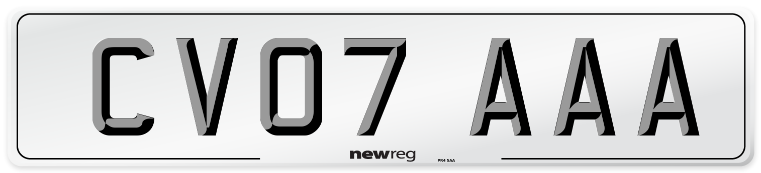 CV07 AAA Number Plate from New Reg